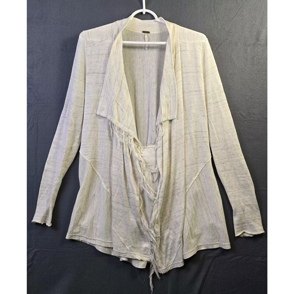 Free People Womens‎ Take a Bow Fringe Cardigan Sweater Med Long Sleeve Boho